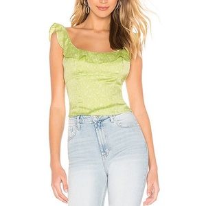 Free People Ruffle Lime Green Tank Top BNWT